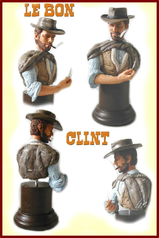 buste clint eastwood , cow boys , blondin , le bon